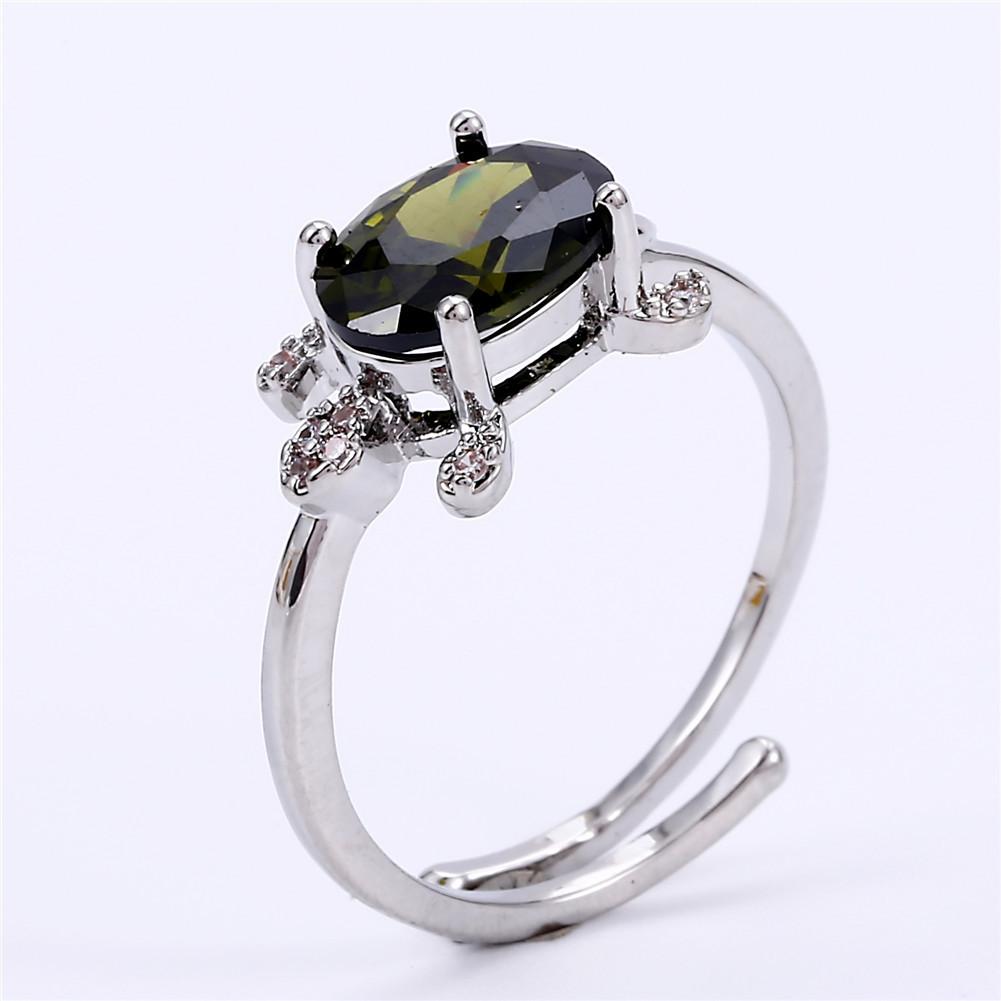 Personalized Oval Blue Green White Turtle Mouth Versatile Womens Ring with Micro Inlaid Zircon Decoration