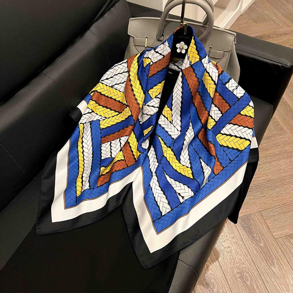 91Cm square scarf silk scarf women's new literary and fashion scarf accessories autumn and winter retro versatile shawl