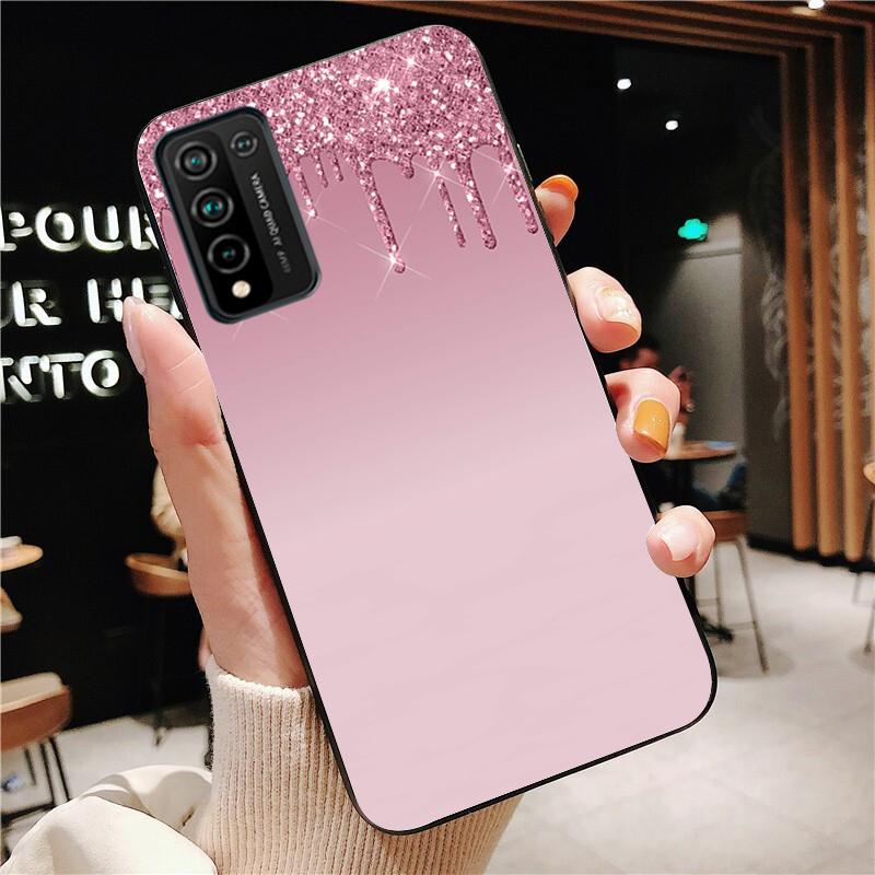 Tropfender Glitzer Rosa Blau Schwarz Telefonkasten für Huawei Honor 50 30 Pro 10X Lite 20 7A 7C 8X 9X Pro 9A 8A 8S 9S 10i 20S 20lite
