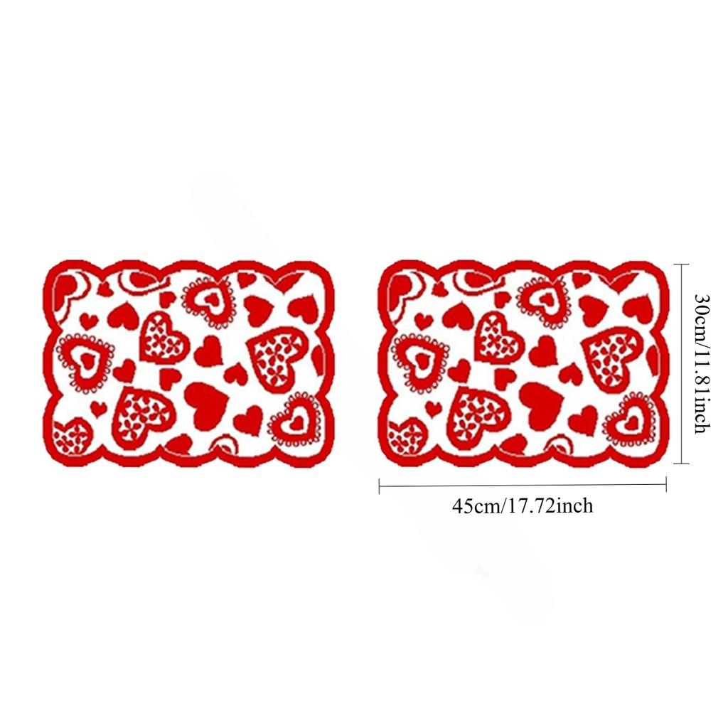 Valentine Tablecloth Table Flag Placemat Set Red Lace European American Style Party Home Decoration Festival Dinner Decorating