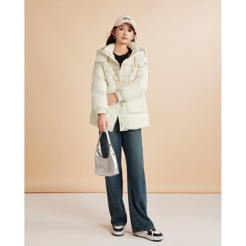 IEF Women's 2024 Winter Korean Style Toggle Button Hooded Down Jacket