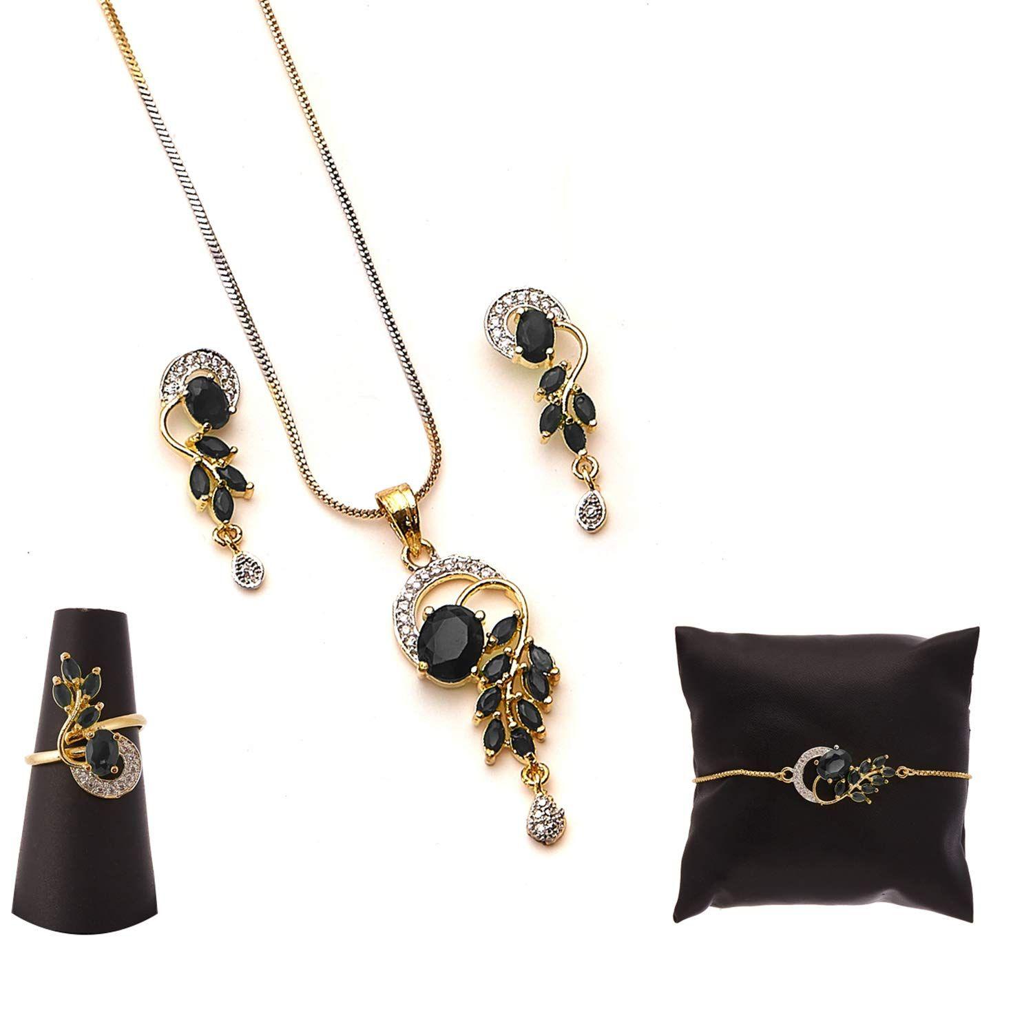 

Комплект украшений ZENEME с американским бриллиантом, позолоченный, в традиционном стиле, ожерелье с подвеской,