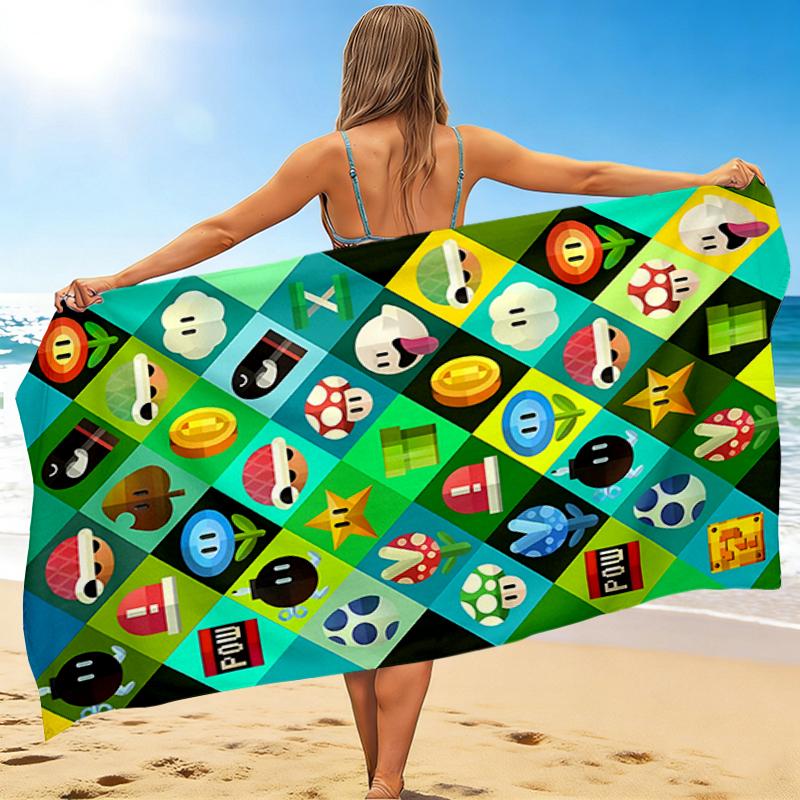 1Pc Mario Bros Characters Beach Towel Quick Dry Multiuse For Beach Pool Gym Yoga Home Travel Christmas Halloween Xmas Gift N1462