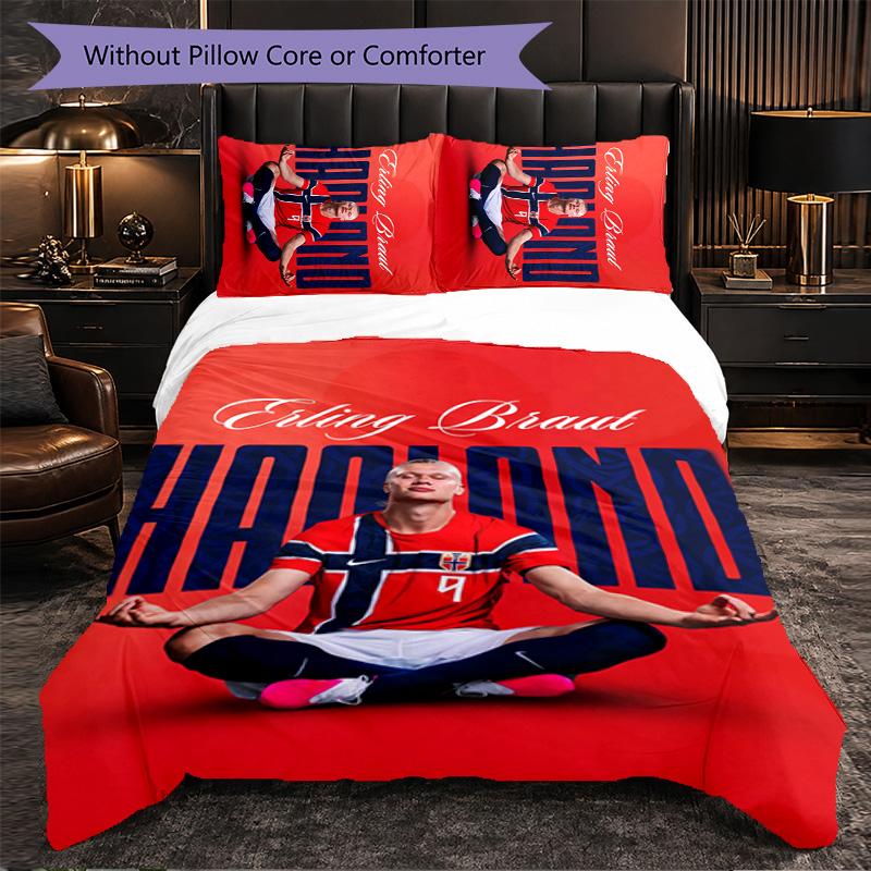 Biancheria da Letto a Tema Erling Haaland Set 3 Pezzi Copripiumino Biancheria da Letto Decorativa Per Stanza Adolescenti Decorazione Casa