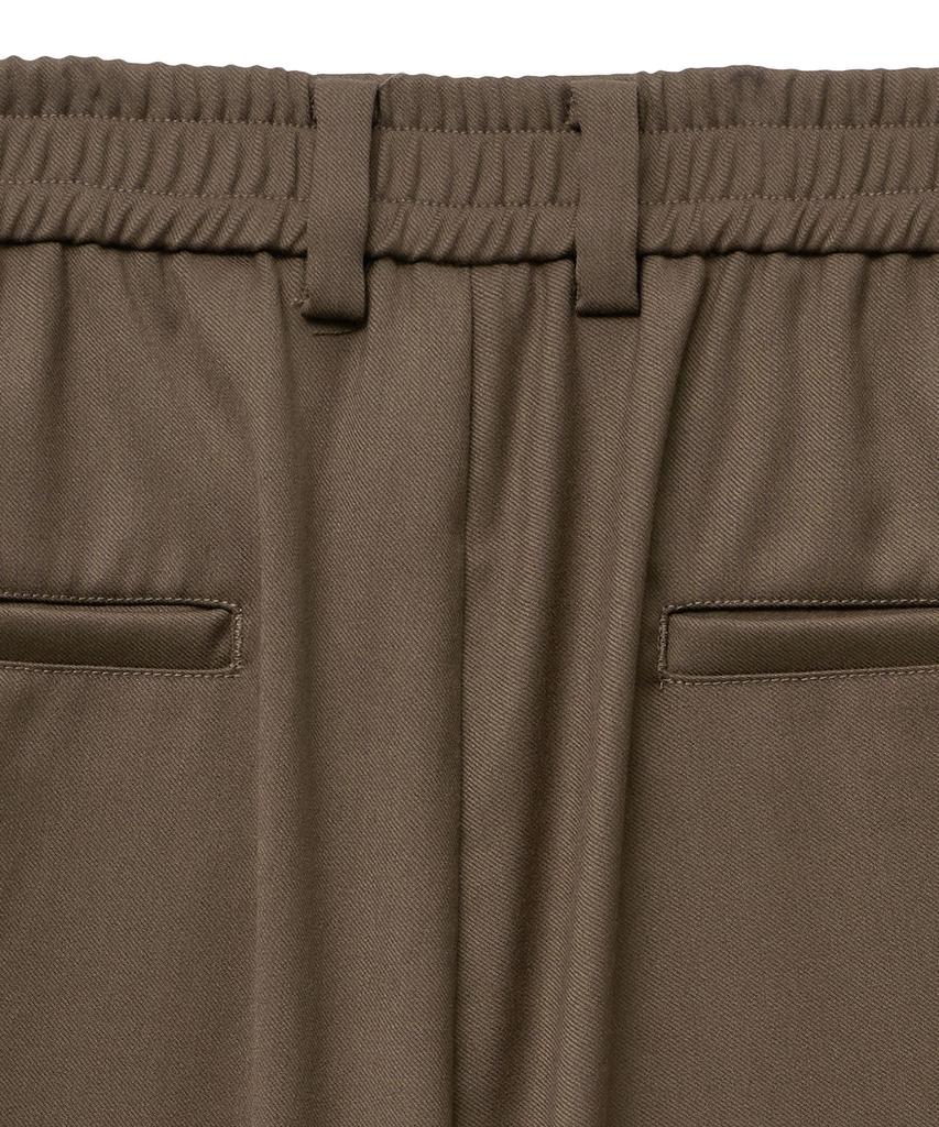 WEST GRAND BOULEVARD Wide Half-Banding Double-Pleat Slacks Brown