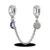 Silver Clasp 925 Silver CZ Pave Clip Charms Daisy Beads Stopper Safety Chain Fit Original Bangle Bracelet Jewelry Clip