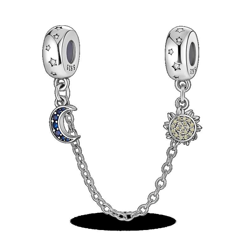 Silver Clasp 925 Silver CZ Pave Clip Charms Daisy Beads Stopper Safety Chain Fit Original Bangle Bracelet Jewelry Clip