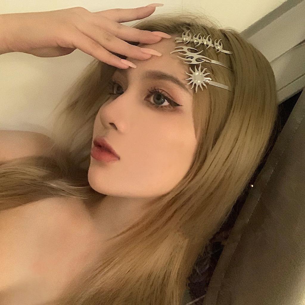 California Spice Girl, Dunkler Wind Persönlichkeit Unregelmäßiger Pony Ein Wort Haarspange Kantenclip Design Sinn Kopfschmuck Weiblich