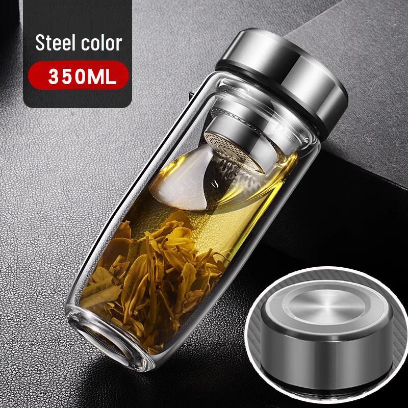 Shui Yi Bei 350ml Double-Wall Glass Tea Infuser Bottle