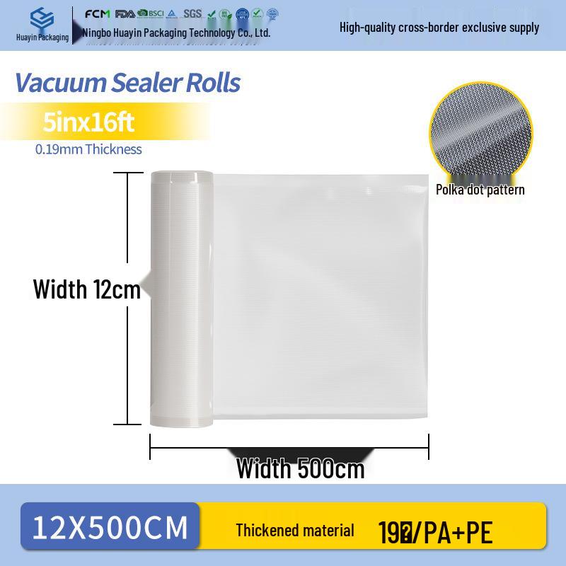 5m Food-Grade Cuttable Vacuum Bag, Transparent Dot Pattern for Food Preservation
