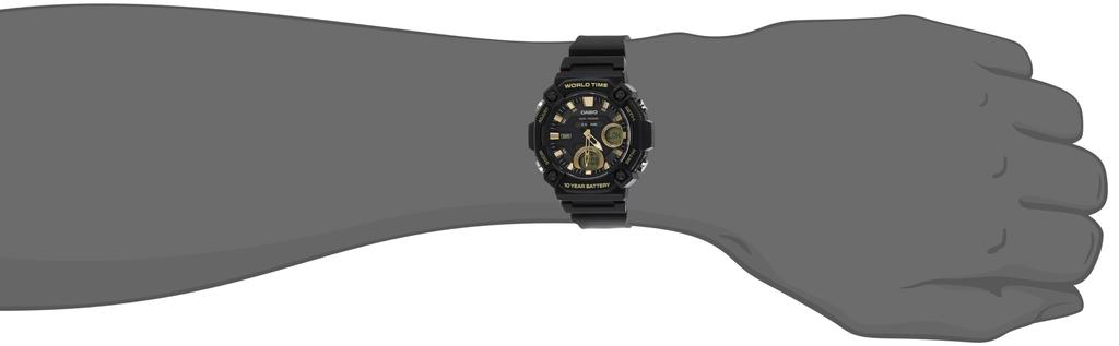 Casio World Time Countdown Timer Watch Digital 10-Year Analog-Digital (Model AEQ-120W-9AV), Black,