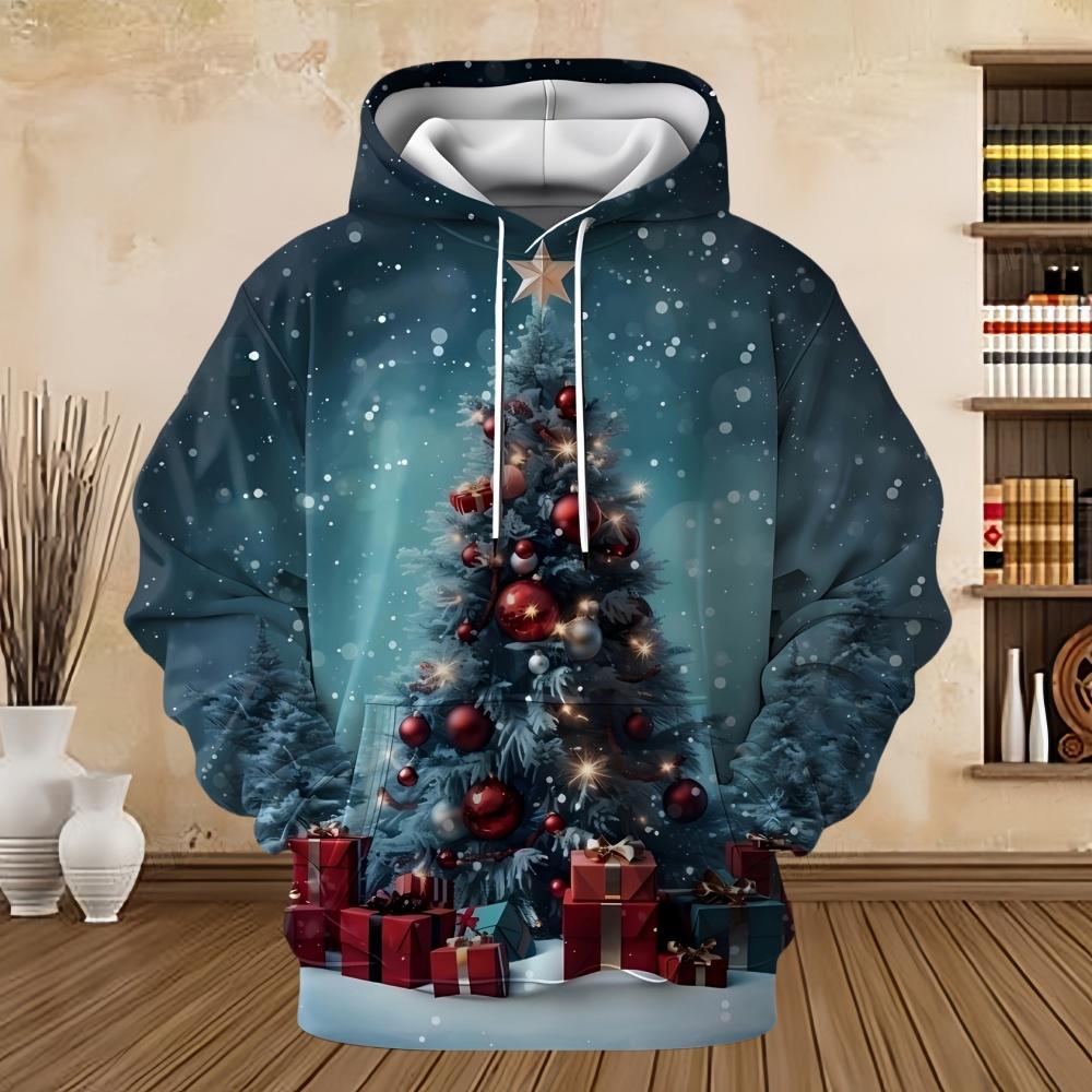 New Sweatshirts Santa Claus Funny 3D Prints Pullover Hoodie Kangaroo Pocket Designer Men's Clothing Fall Christmas Sweatshirt