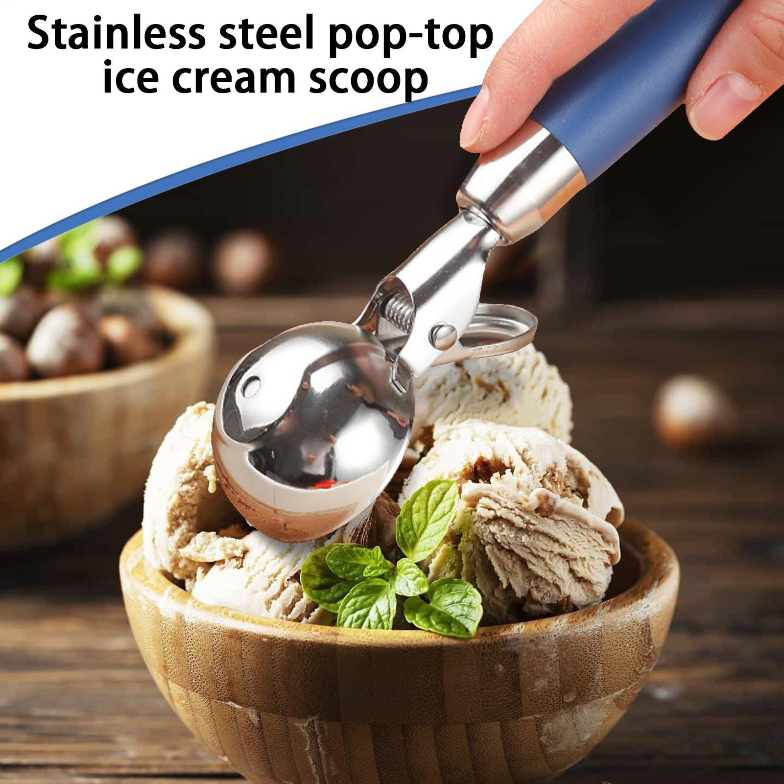 Ice Cream Scoop Stainless Steel Pop-Top Fruit Baller Scoop Stainless Steel Pop-Top Cantaloupe Baller Spoon Dishwasher Safe For China Mainland