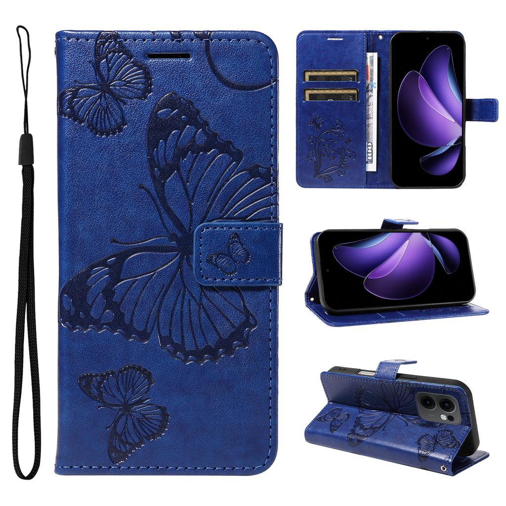 For Oppo Reno13 F 5G Lommebokdeksel Blomst Sommerfugl Trykt Lær Telefondeksel Støtte