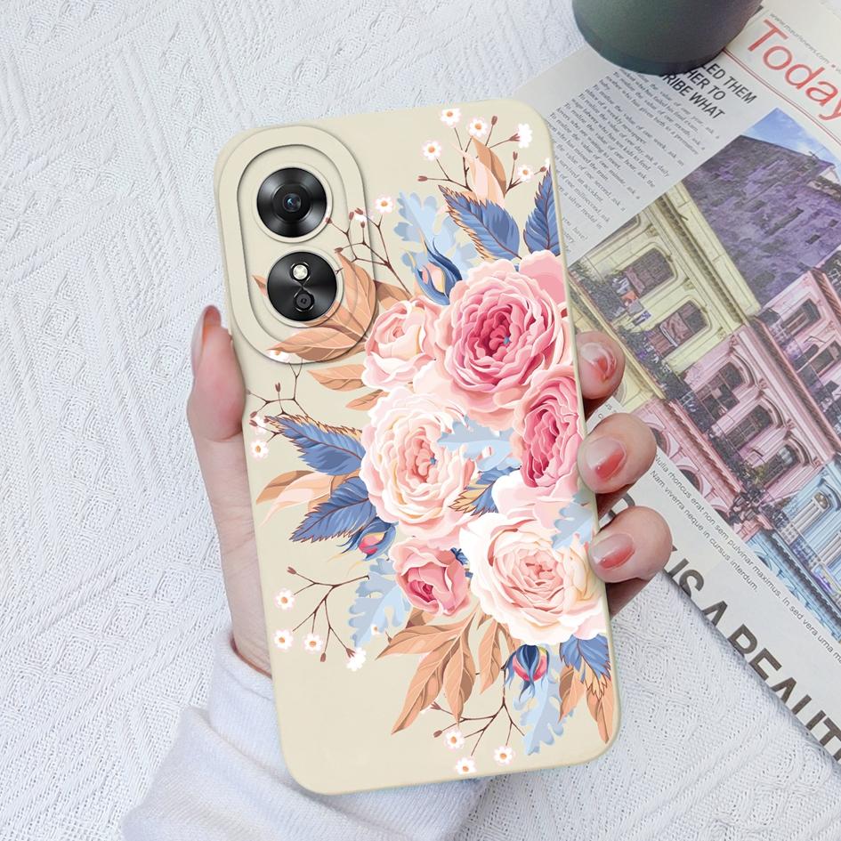 For OPPO A9 2020 A15 A15S A17 A58 A1Pro 5G Phone Case Fashion Avocado Flower Camera Protection Liquid Silicone Soft Cover For OPPO A33 Fundas Coque