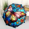 1pc Butterfly StainedGlass Compact Travel Umbrella, Automatic Folding Lightweight Windproof 8-Bone Reinforced Design, Portable for Backpack