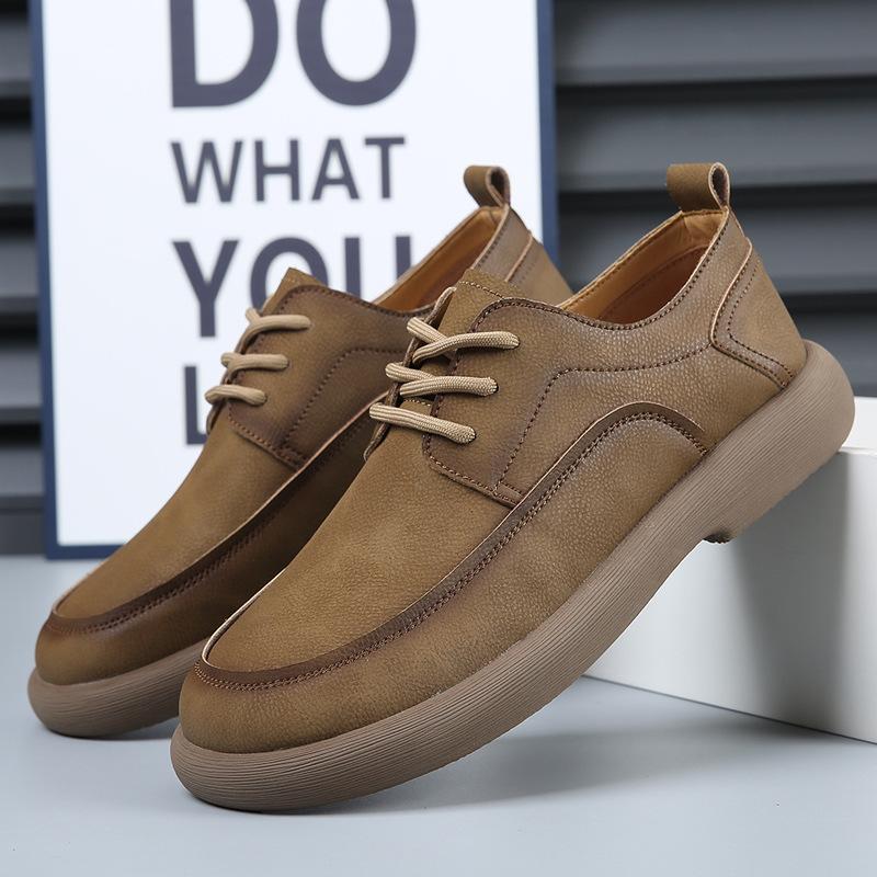 2025 Spring and Summer New Men's Shoes Breathable Retro British Style Leather Shoes Men's Comfortable Trend Versatile Casual Shoes