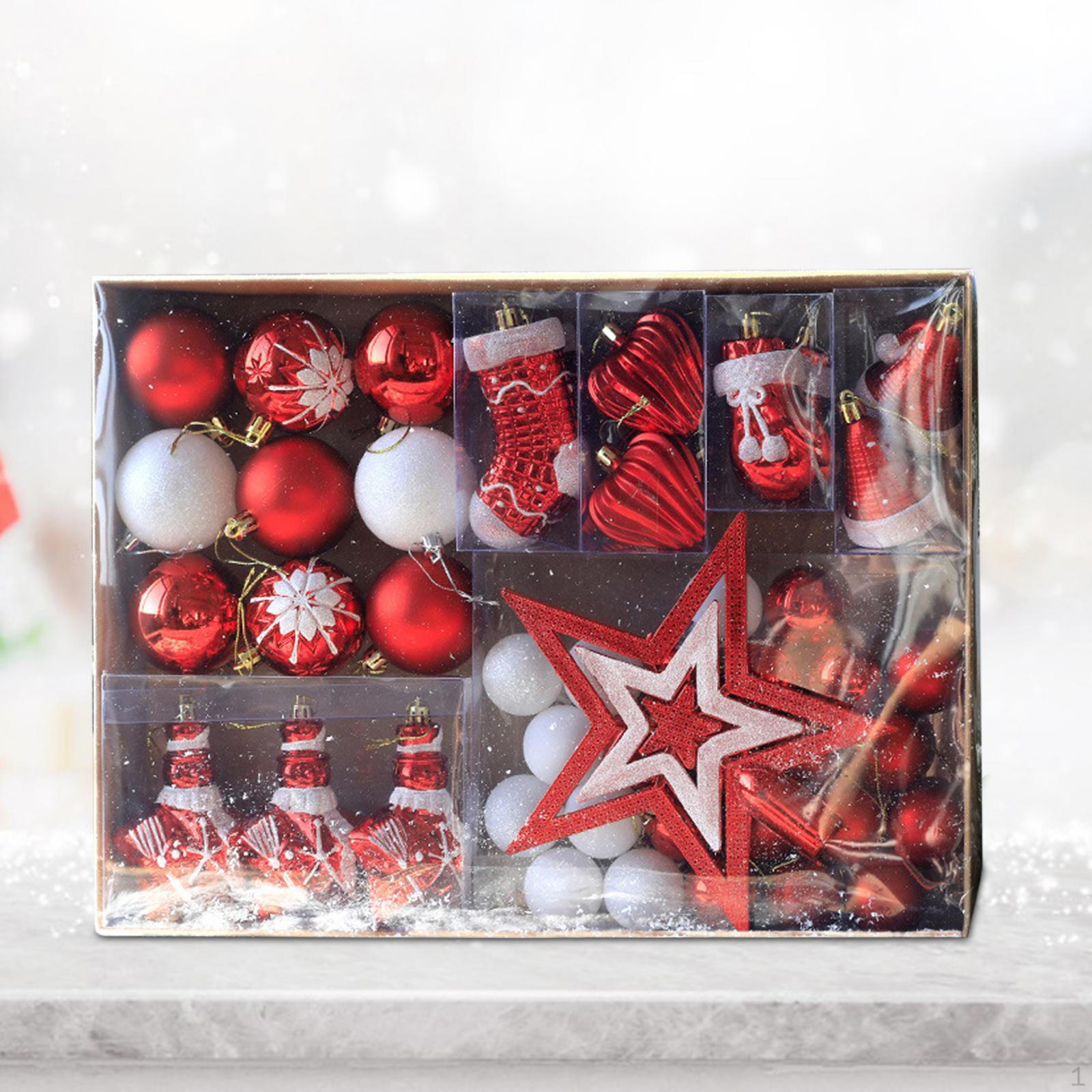 

47 предметов елочных украшений набор декоративных аксессуаров ассорти рождественские украшения для окон, Red