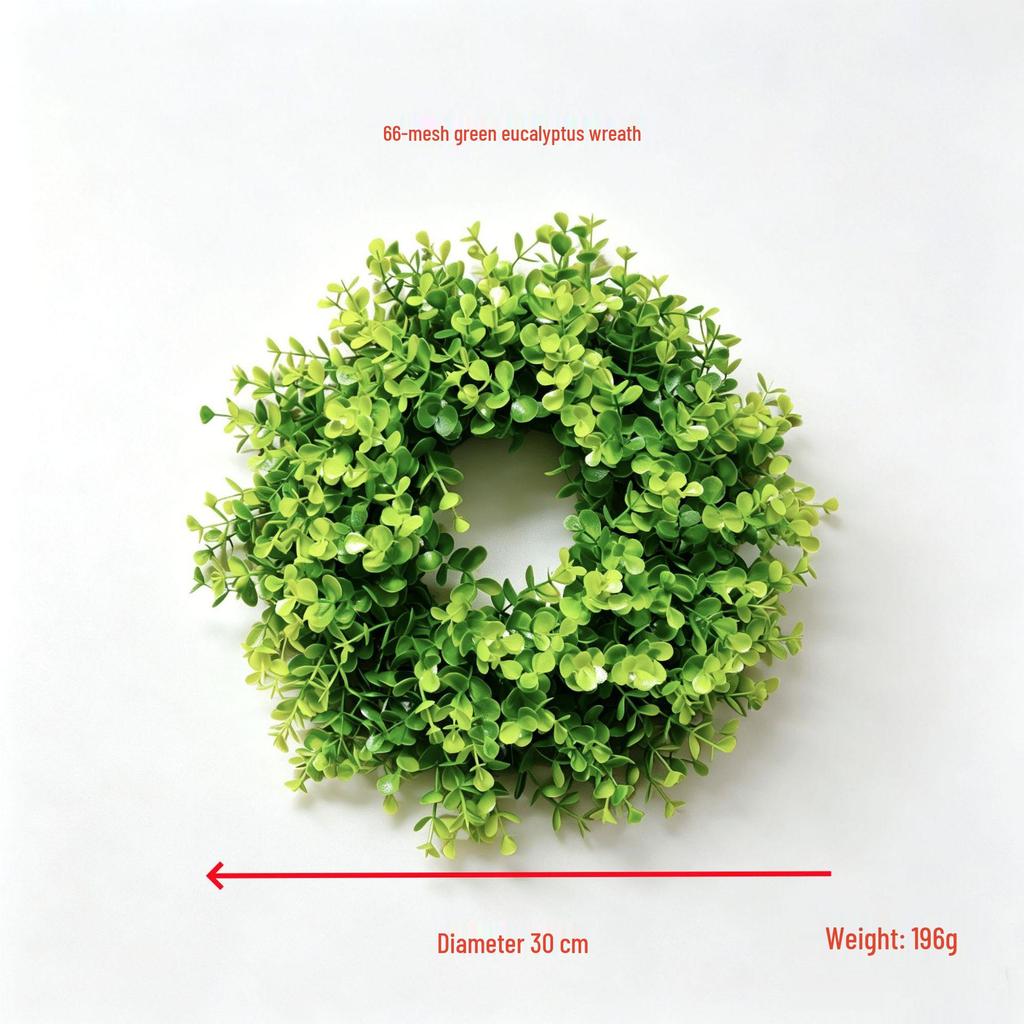Large Eucalyptus & Boxwood Christmas Wreath - Green Plants Hanging Decoration for Door and Window