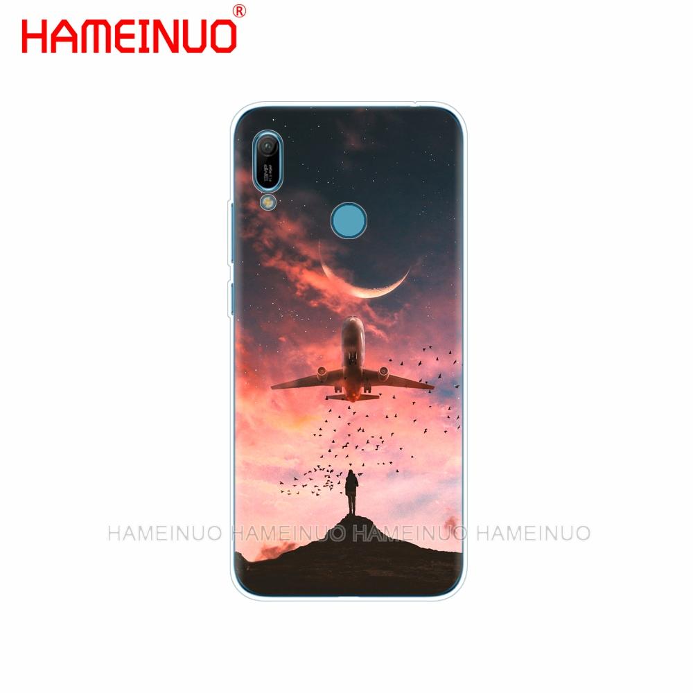

Силиконовый чехол для телефона huawei Y5 Y6 Y7 Y9 PRO PRIME 2019 honor 8s 8a 20 LITE PRO 10i view 20 V20 самолет летящий закат huawei Y6 2019