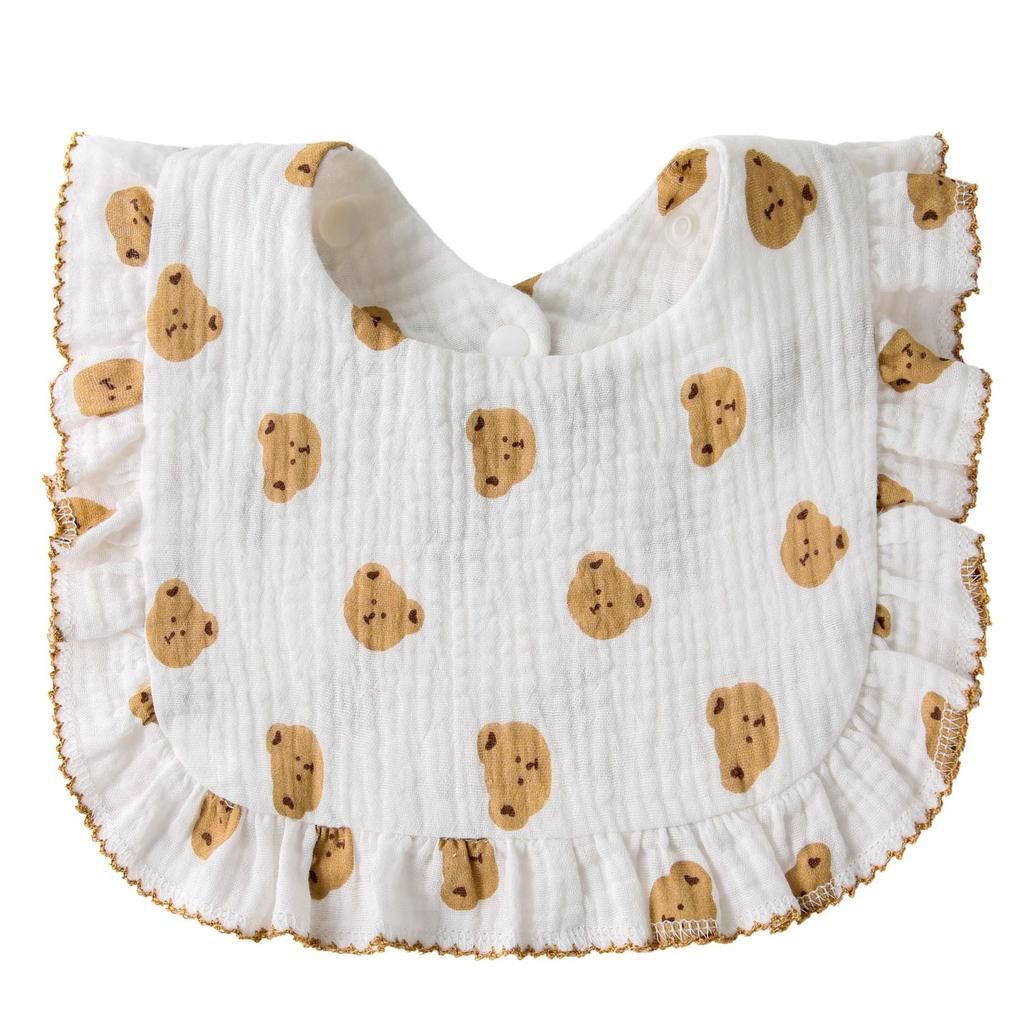 Baby Bibs Organic Cotton Muslin Scarf Burp Cloths Ruffle Floral Gauze Water Absorb Bandana for Newborn Accessories Feeding Kids