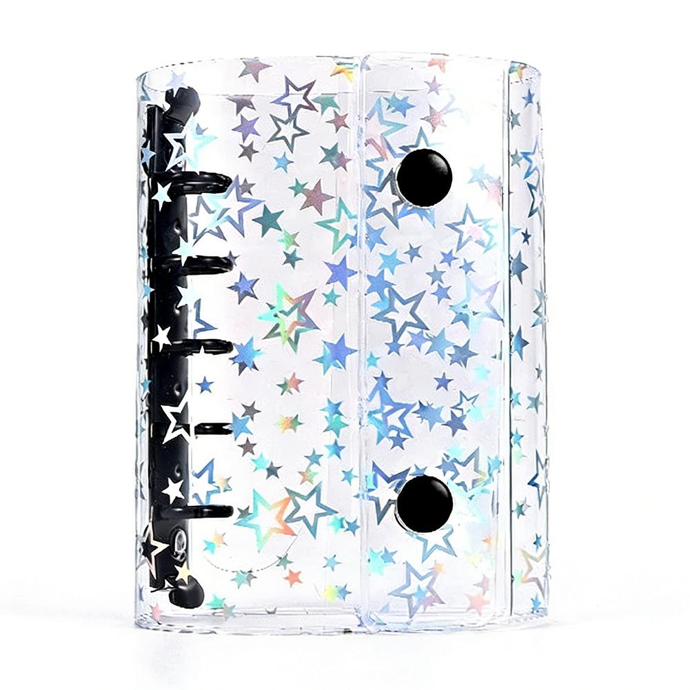 M5 Clear Glitter Star Mini Binder Notebook Diary Kawaii Hand Account Book DIY Postcard Collect Photo Album Stationery