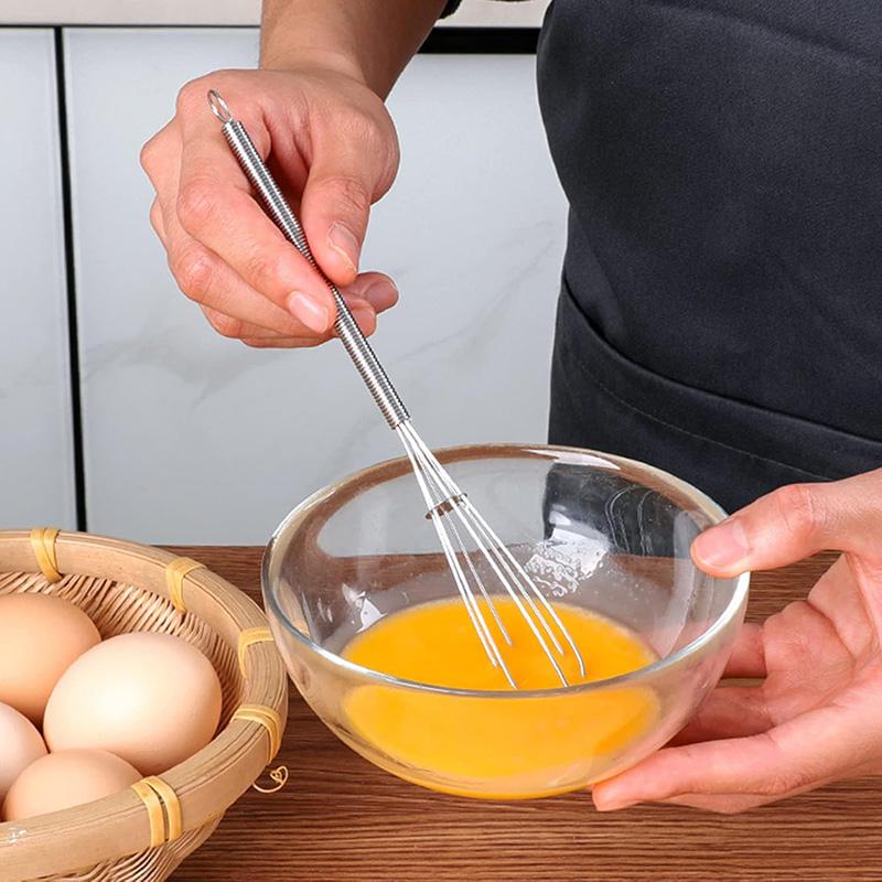 2/4Pcs Stainless Steel Mini Whisk Spring Coil Wire Egg Beater Handheld Egg Whisk Beater Manual Hand Whisker Kitchen Tiny Whisk