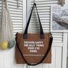 Bolso Tote de Lona Oxford para Mujer con Estampado de Letras Suave para Hombro Uso Diario