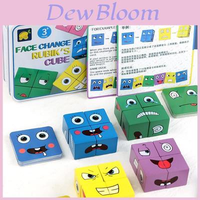 Wooden Facechanging Puzzle Cube With Dual Challenge Cards For Children And Adults