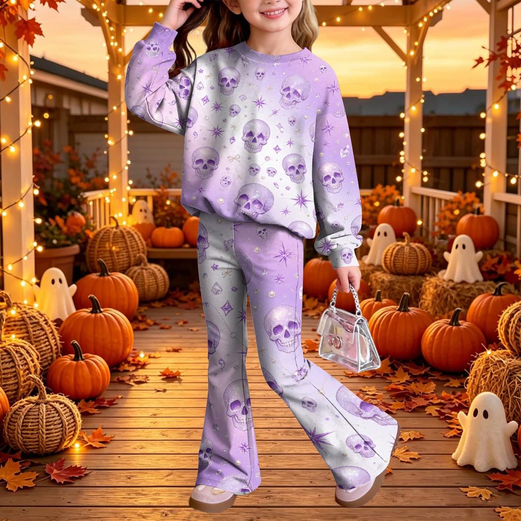 Kids Casual Long Sleeve Top and Pants 2-Piece Outfit Set for Boys Girls Everyday Wear