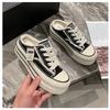 Baotou slippers summer wear 22 new canvas shoes without heel lazy half drag platform beggar shoes