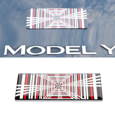 Für Modell 3 YSX Plaid Abzeichen Emblem 3D Auto Logo Aufkleber Zubehör Trim
