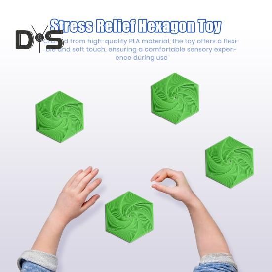 3D tištěná fraktální fidget šestiúhelníková senzorická hračka pro děti a dospělé s šestiúhelníkovým motivem, spirála, šestiúhelníková senzorická hračka