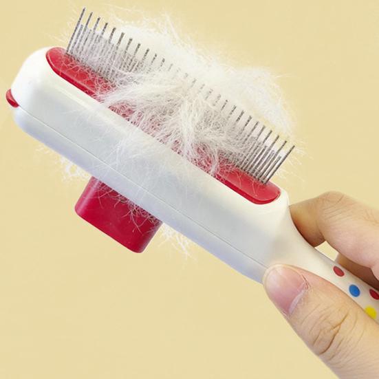 Pet Grooming Comb Self-Cleaning Dog Deshedding Brush Gentle Undercoat Rake for Detangling Dematting Long Matted Fur On Cats And Dogs