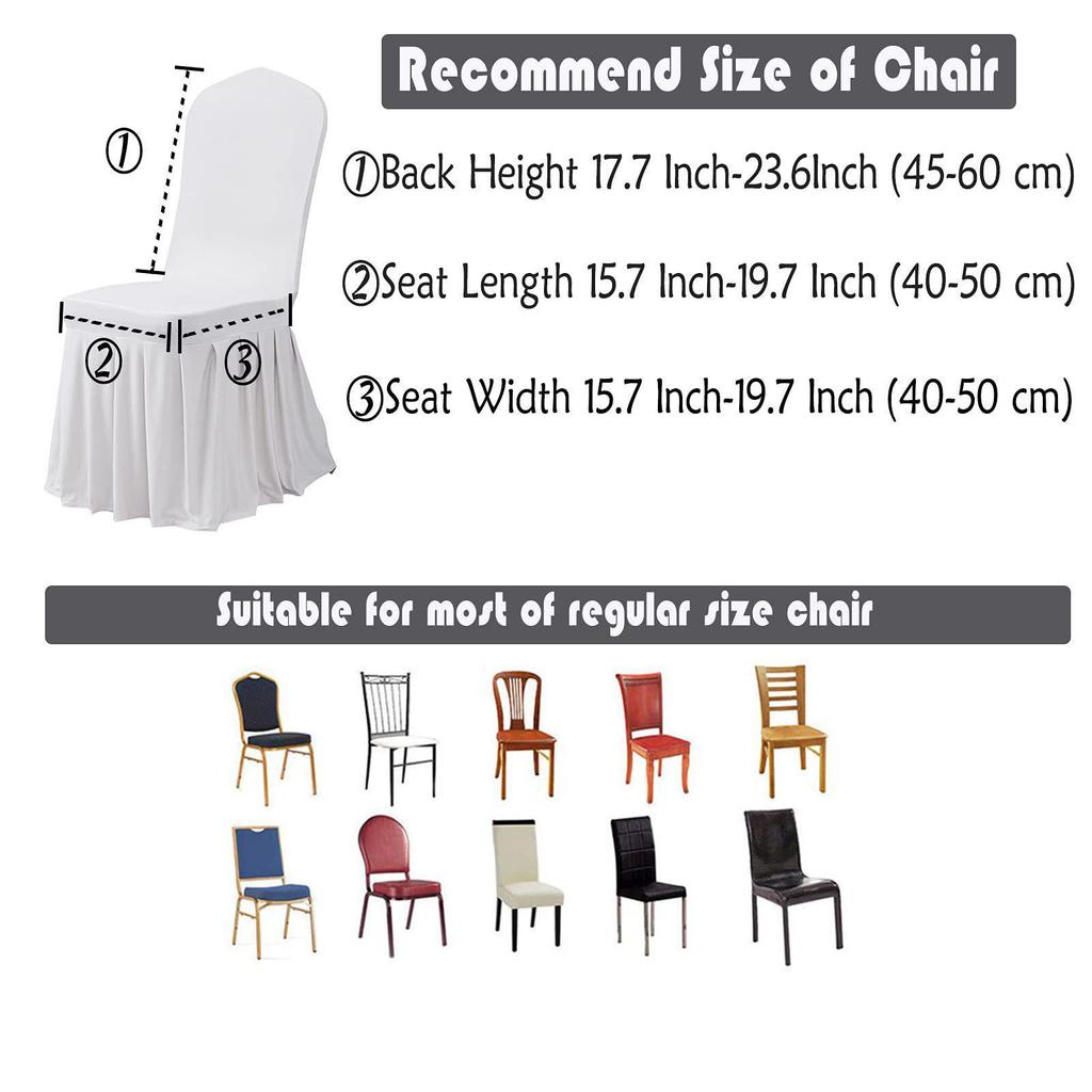 White Pleated Elastic Skirt Chair Cover for Wedding, Banquet, or Hotel Events