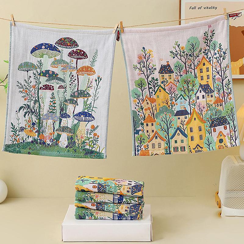 34X40Cm Large Hand Towels 4-Layer 100% Cotton Gauze Quick-Dry Dishcloths, Decorative Tea Towels For Kitchen & Bathroom