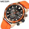 MEGIR Herrenuhren Luxus Silikon Sportuhr Herren Chronograph Quarz Datumsuhr Wasserdichte Armbanduhr Mann 2224