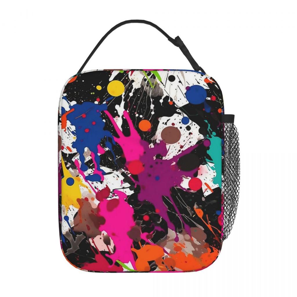 Colorful Graffiti Splashing Insulated Lunch Bag for Kids School Cooler Thermal Food Box Tote Portable Lunch Boxes Container