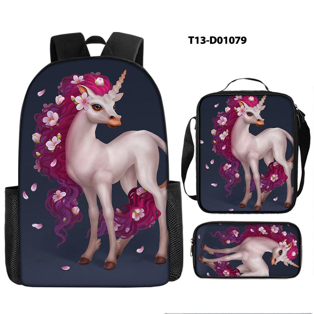 Backpack Unicorn Unicorn Animal Student School Bag, Digital Color Printing Animation Cartoon Backpack