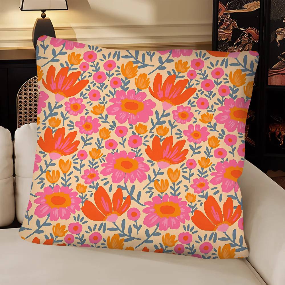 Flowers Pillow Case Fashion Square Pillowcase Bedroom Sofa Room Ins Decoration Leisure
