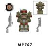 Latest Bos Game T60 Power Armor Army Officers Soldiers Figurine Machine Gun Model Construction Blocks Kids Toys Gifts Young Boys Girls Juguetes