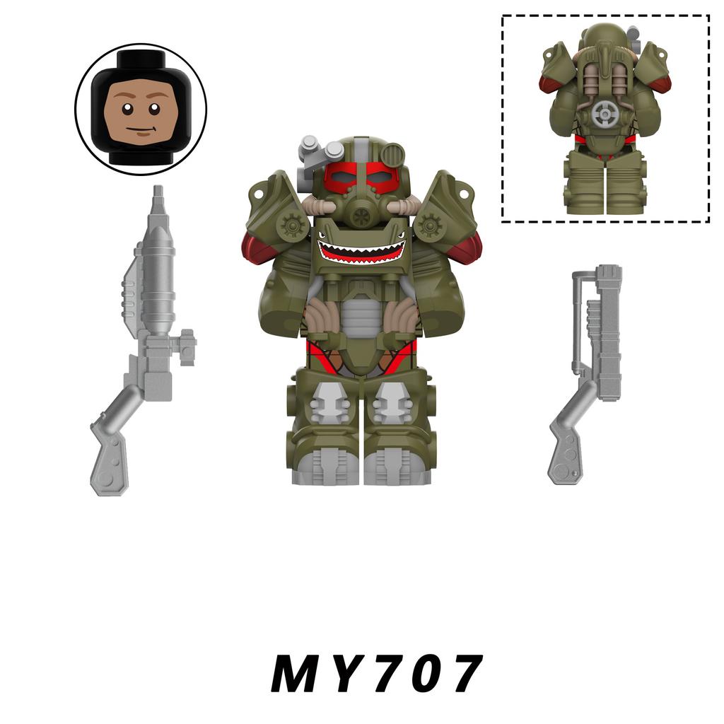 Neueste Bos Game T60 Power Rüstung Armee Offiziere Soldaten Figur Maschinengewehr Modell Bausteine Kinderspielzeug Geschenke Junge Mädchen Juguetes