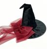 Mesh Yarn Witch Hat Lace Fabric Velvet Material Pointy Hat Detachable Bow Organza Bow Wizard Hat Costume Accessories