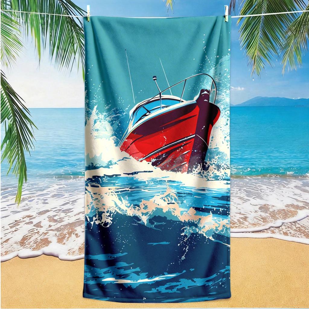 Summer Holiday Nautical Style Microfiber Beach Towel Sandproof Waterproof 2D Flat Printed Swim Bath Towel Outdoor Sport
