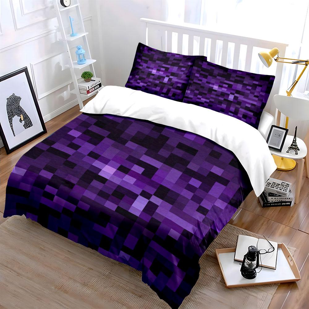 Purple Pixelated Square Pattern. Bedding Sets Duvet Cover Sets Duvet Covers Pillowcases(1 * Duvet Cover 2 * Pillowcases Without Duvet Insert)