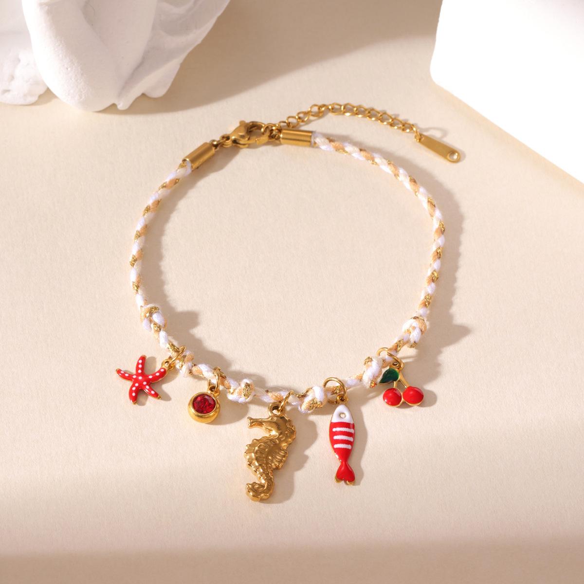 

Women s Ocean Series Stainless Steel Woven Rope Bracelet - Summer Fashion Trend червоний