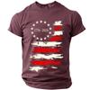 Men’s Short Sleeve Crew Neck T Shirt with Distressed Flag Print 776–2026 Graphic for Everyday Wear