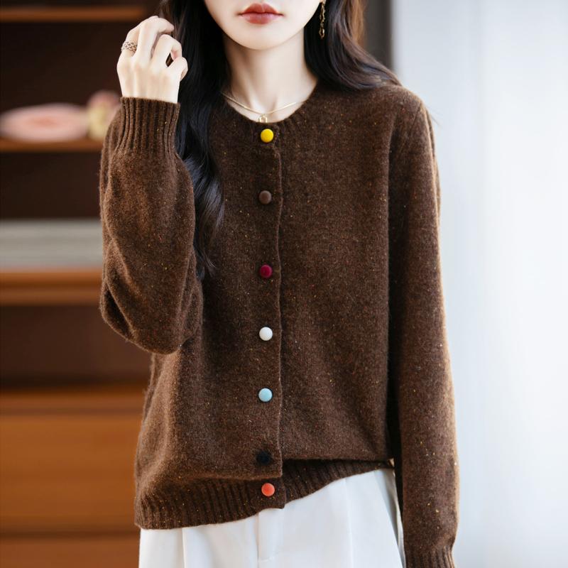 QingHe Cashmere Women's 30% Cashmere Cardigan - Soft & Warm Wool Blend Sweater