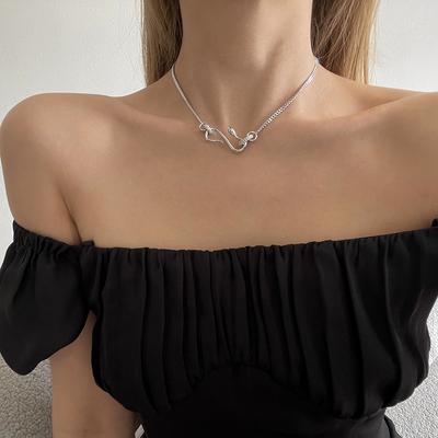 Light Luxury Personality Niche Tide Cool Full Diamond Ring Snake Necklace Neutral Simple Collarbone Neck Chain Fashion Pendant