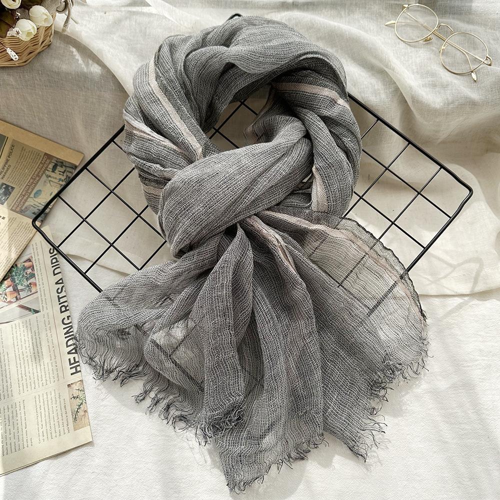 Women Light And Breathable Scarf Pure Linen Solid Scarf Neckwear Unisex Children Spring Autumn Winter Female Foulard Wrap